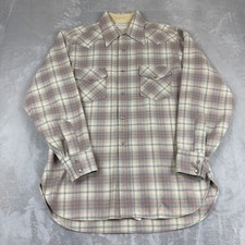 Vintage Pendleton High Grade Western Wear Flannel Men's L Light Wool Pearl Snap