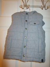 Janie and Jack Boys Vest Size 3 to 4 Gray Hooded Quilted Snap button