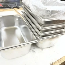 6 VOLLRATH Rectangular, Chrome Stainless Steel Food Pan 4" High x 6.9" 