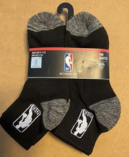 NBA Logo Basketball Kid  s Quarter Socks 6 Pairs - Black - Shoe Size 4-9.5 - NEW