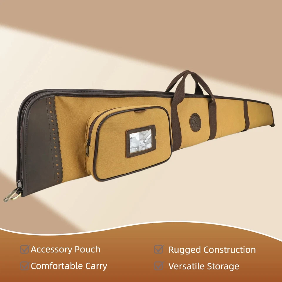 Tourbon Shotgun Carrying Case Gun Bag Sling Slip Weapon Storage-Canvas Leather - Image 2 of 4