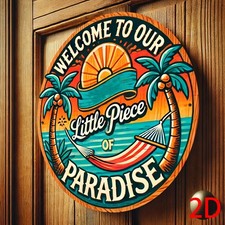 Tin Metal Signs Home D cor Vintage Aluminum Wall Tropical Beach Decor with Palm