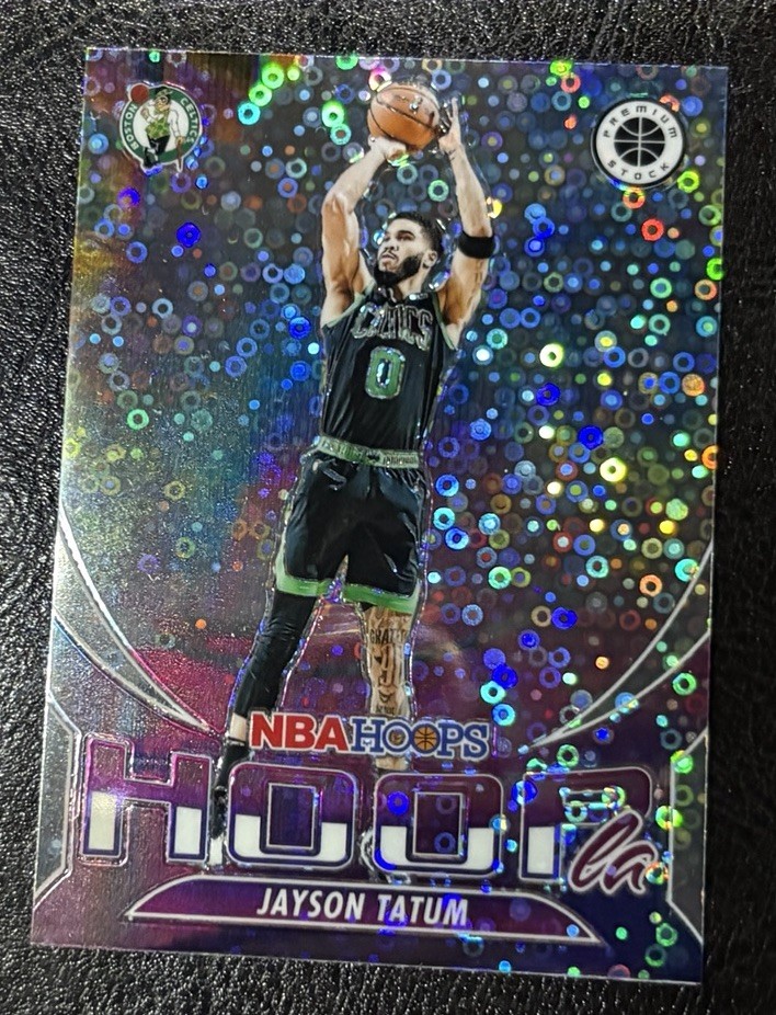 2023-24 Panini NBA Hoops Premium Stock Hoopla #3 Disco Prizm Jayson Tatum