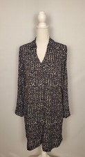 Express Black & White Heart Print Button Up Lined Shirt Dress Women's Sz Medium.