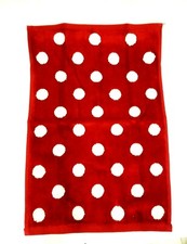 NEW HOME CARO RED,WHITE,2 SIDED POLKA DOT BATH,2 HAND TOWEL OR 2 FINGER TIP