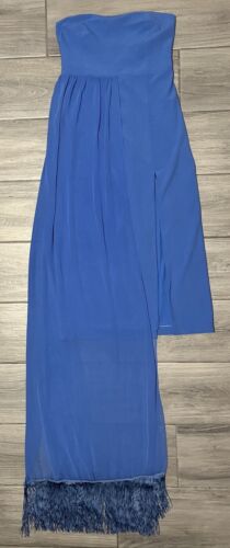 Abito donna Lady Pipa blu Lyretta sciarpa collo midi dettagli frange, taglia XL - Foto 8 di 16