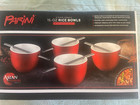 Parini 15 oz Ceramic Glazed Rice Bowls & Stainless Steel Chopsticks Quantity 4