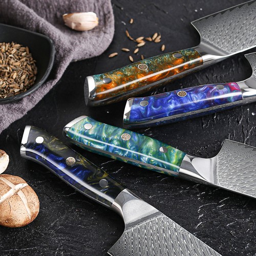 2x TURWHO 7inch Santoku Knife Japan VG10 Damascus Steel Kitchen Knife Shears Set - Picture 10 of 13