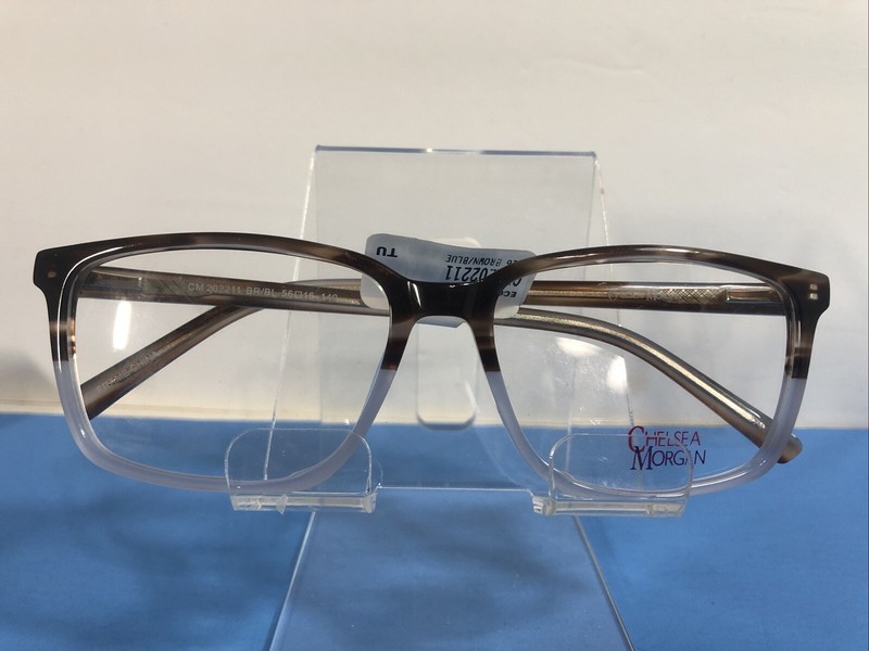 NEW CHELSEA MORGAN CM 202211 BROWN BLUE DESIGNER EYEGLASSES FRAMES 56-16-140