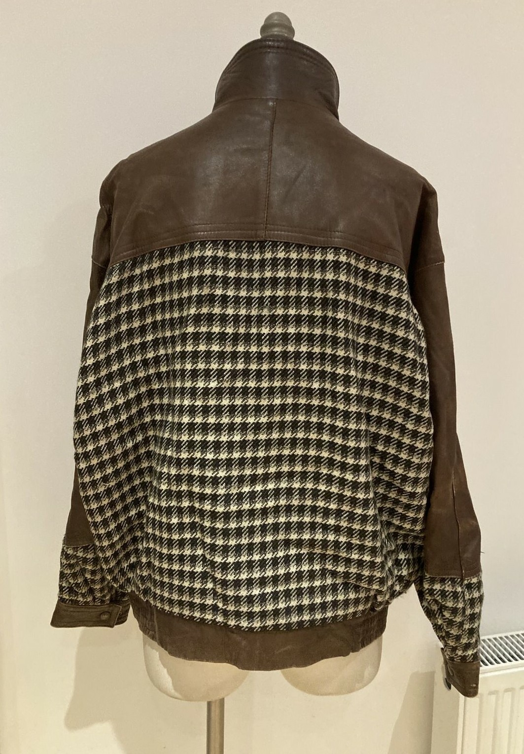 Men's Vintage 1970s Brown Leather/Tweed Jacket Retro Size 26.5" armpit to armpit 4