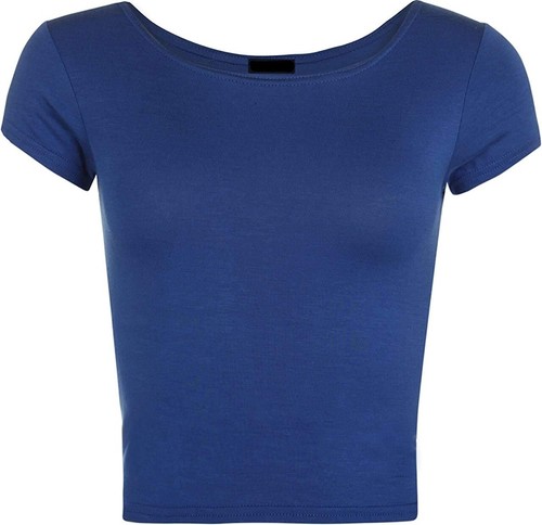 Neues kurzärmliges bauchfreies Oberteil T-Shirt Trägershirt Rundhals Stretch für Damen Größe 8-14 - Bild 10 von 26