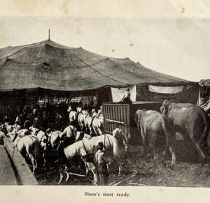 1930 Circus Pre Show Big Top Print Antique Carnival Ephemera 8 x 5