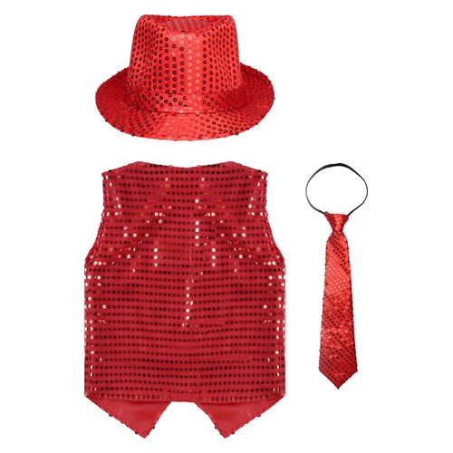 Kids Sequin Waistcoat Fancy Vest Tops Hip-hop Jazz Dance Stage Performance - Picture 46 of 77