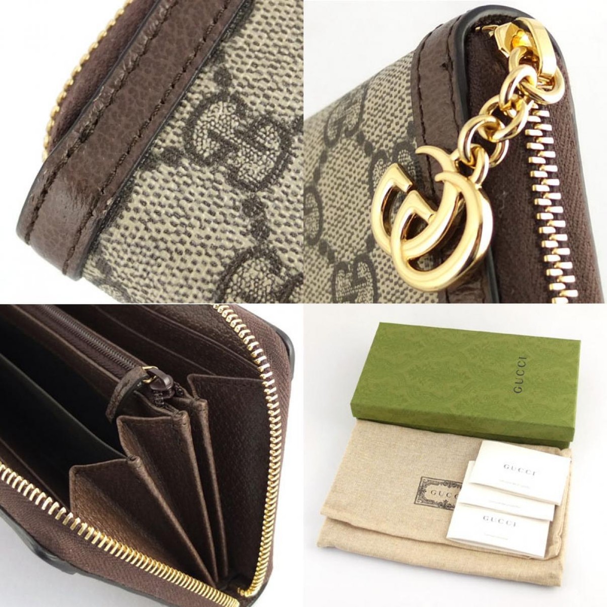GUCCI Ophidia GG Zip Around Wallet 523154 GG Supreme Used #009 | eBay