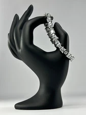 FAS 925 Sterling Silver Tennis Bracelet Cubic Zirconia French Cut Statement 7”