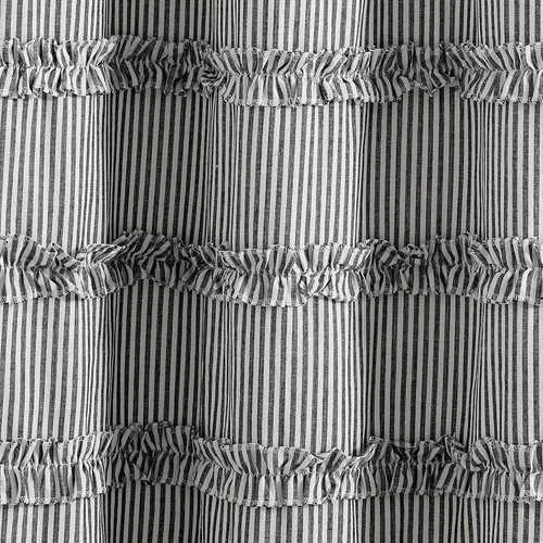 New- Vintage Stripe Yarn Dyed Cotton Shower Curtain, 72" x 72", Black - Picture 4 of 6