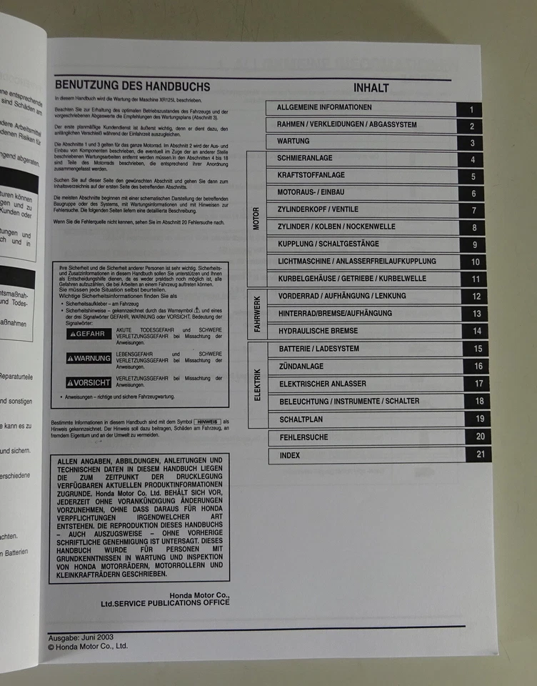 Manual De Taller Honda XR 125 L Estado 06/2003 - Imagen 2 de 3