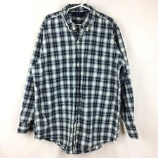 GAP Kids 100 Cotton Navy Blue Plaid Shirt Size XL Long Sleeve Button Down