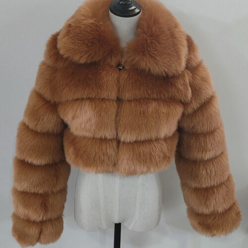 Women Luxury Fluffy Faux Fox Fur Coat Jacket Short Cardigan Winter Warm Outwear - Picture 31 of 35
