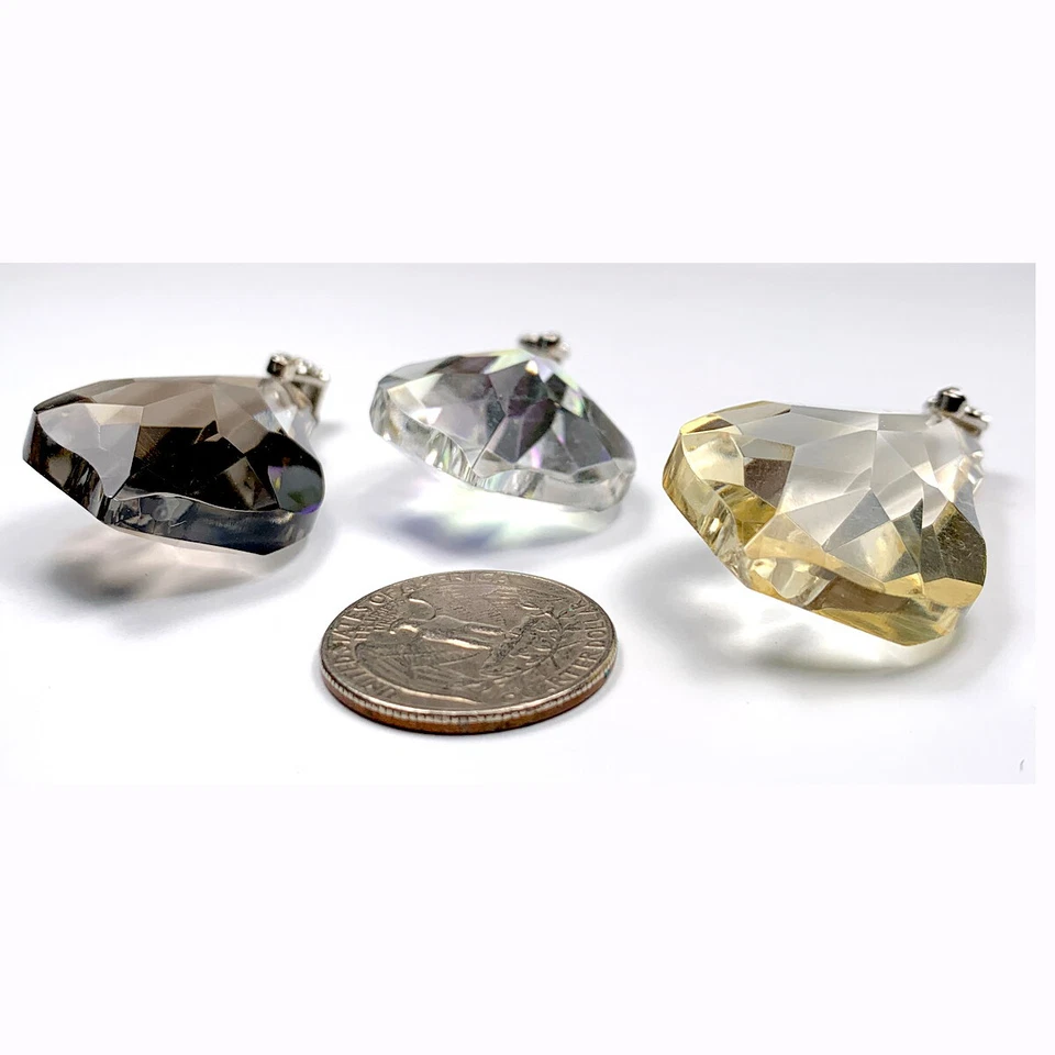 Colgante de cristal a granel gris transparente champán declaración para hacer joyas 3 piezas 30 mm Foto 2 de 4