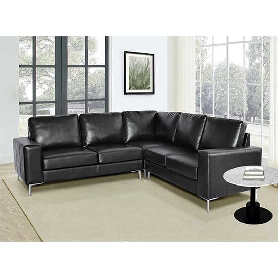 Baltic Faux Leather Corner Sofa In Black eBay