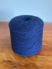 New Italian 100 Cashmere yarn on cone, medium navy blue, 2 lb, 8.4 ounces, mint
