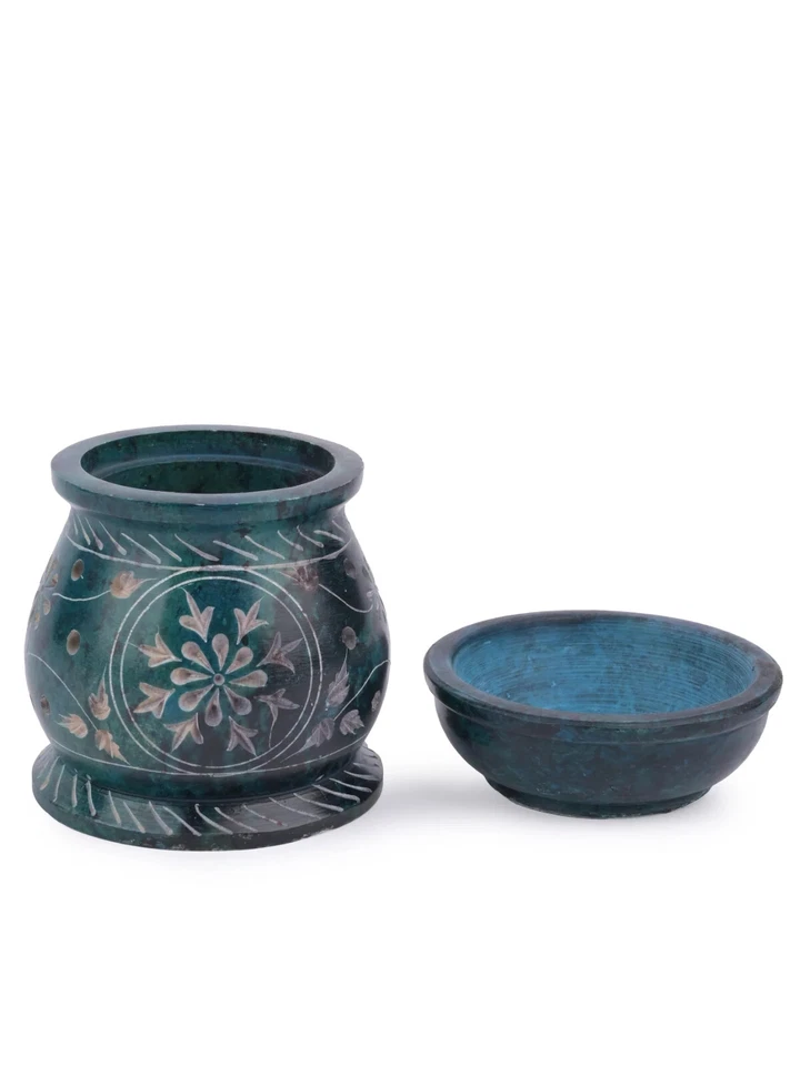 Soapstone carved Oil Burner Aroma Diffuser - 4 inches ( set of 2 ) - Image 4 of 4