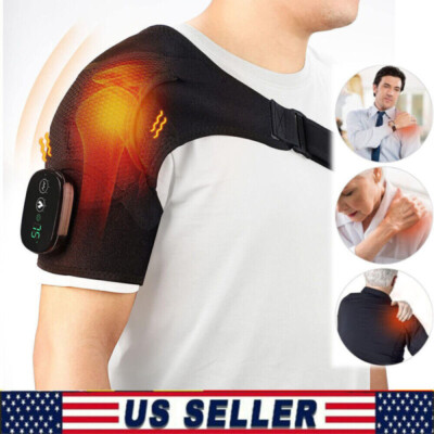 Heated Shoulder Brace Massage Rotator Cuff Support Compression Wrap Rechargeable