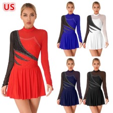 Women's Dance Leotard Contemporary Dress Ballerina Skirt Ballroom Clothes Mesh