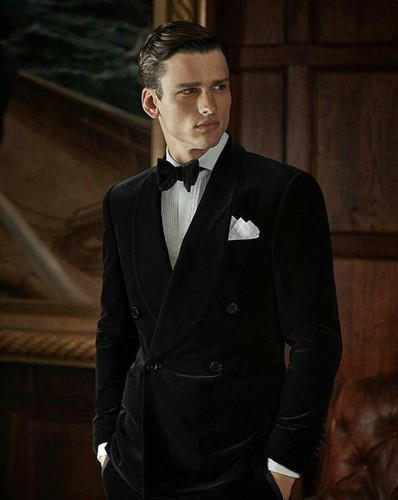 Smoking Jacket Men Black Double 