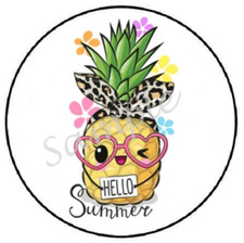 HELLO SUMMER PINEAPPLE ENVELOPE SEALS LABELS STICKERS PARTY FAVORS