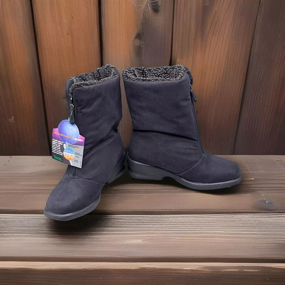 Nuevo Sin Caja Calentadores Puntera Canadá Negro Michelle Cremallera Frontal Polar Forrado Botas 7 Foto 2 de 4