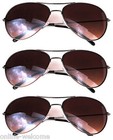 SET OF 3 BRONZE FRAME BROWN LENS AVIATOR STYLE METAL SUNGLASSES SHADES UV400 — photo 1