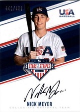 2018 USA Baseball Stars and Stripes College AUTO Black Ink #NME Nick Meyer /499