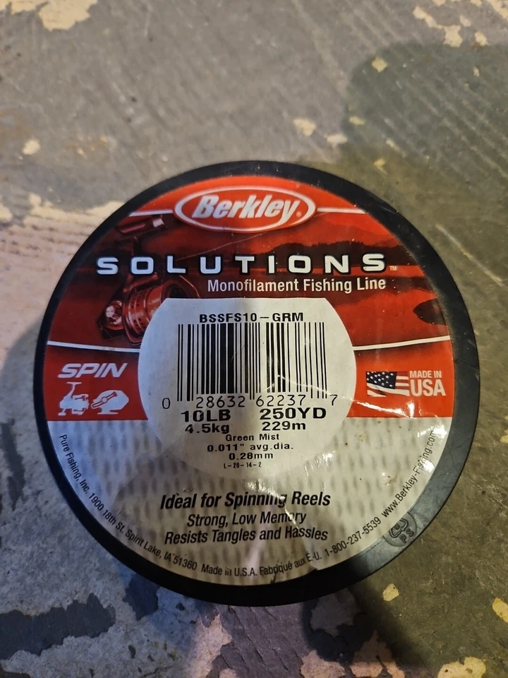 Línea de pesca mono Berkley Solutions 10 lb 250 yd 229 m 4,5 kg niebla verde BSSFS10 Foto 2 de 4