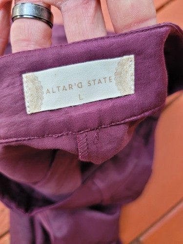 Altar’d State Pants Womens High Waisted Boho Wide Leg Flare Satin Size Large - Picture 8 of 9