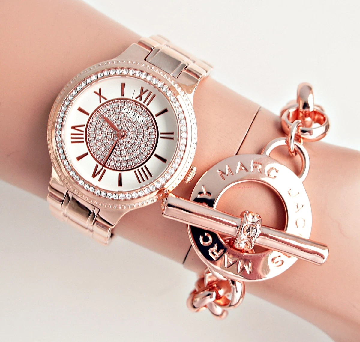 GUESS Women s Watch W0637L3 Madison Stainless Steel IP Rose New eBay