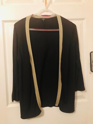 Hobbs offene Strickjacke schokobraun mit beigem Rand 100% Seide UK 12