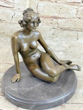 Bronzo Art Deco Stile Nudo Donna Ballerina Fatto a Mano Statua Scultura Sale