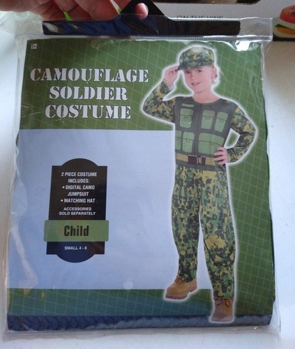 CAMOUFLAGE SOLDIER COSTUME~ CHILD SMALL 4-6 Brand New! Halloween Is Coming! - Picture 1 of 4