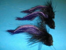 FLY FISHING FLIES - Black/Purple TARPON TOAD (BUNNY) size #2/0 (3 pcs.) 