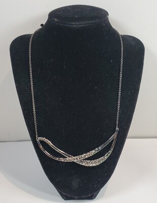 Alexis Bittar Miss Havisham Crystal Encrusted Twined Necklace Gunmetal Wave 