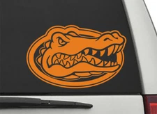 Florida Gators GATOR HEAD LOGO in ORANGE Cut Vinyl Decal #2 UF Car Truck Sticker