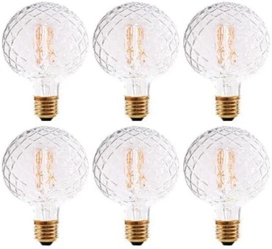 Warm White Vintage Pineapple LED Bulb G30 Dimmable - 6 Pack - Eco-Friendly - Image 3 of 4