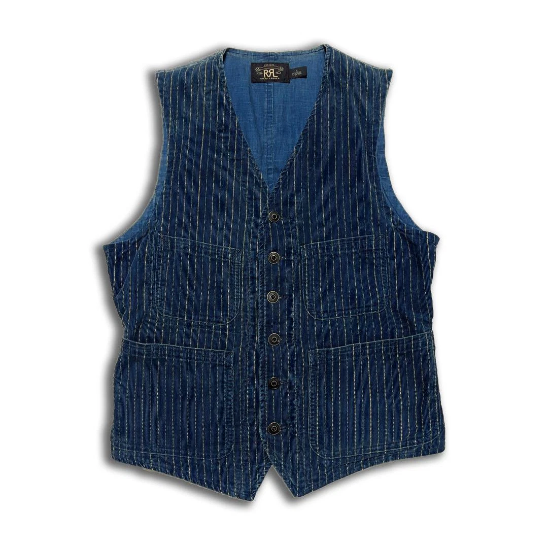 Ralph Lauren RRL Indigo Wabash Corduroy Vest Shoulder width 34cm Made in China