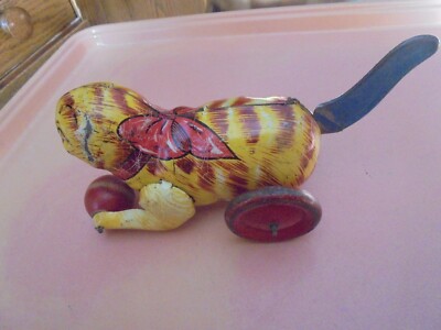 Vintage Marx Roll Over Cat Tin Wind-up