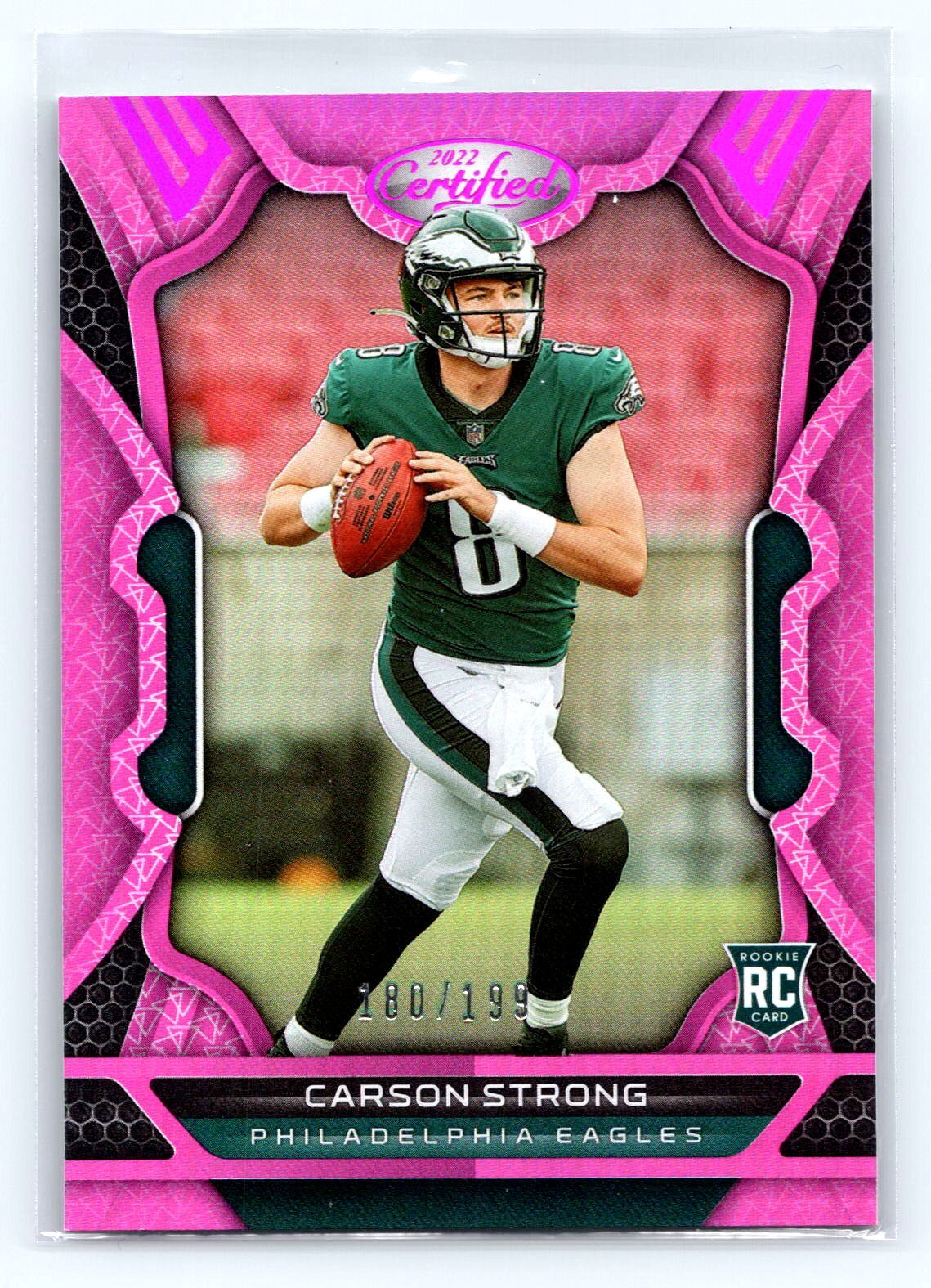 2022 Certified #104 Carson Strong Pink Rookie 180/199 Eagles