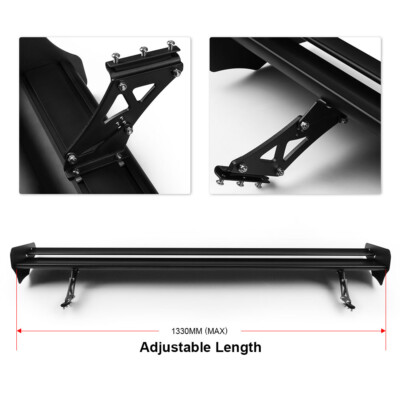 53.15'' Sliding Adjustable Bracket Double Wing Fin Trunk Spoiler No perforation