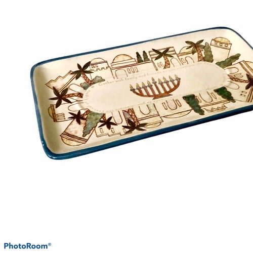 Judaica Ceramic Platter Festival of Lights Old Jerusalem 13”x7” - 第 2/3 張圖片