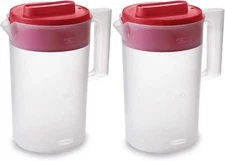 2 Pack Plastic Water Pitcher with Multifunction Lid, 1 Gallon Each, Jug USA